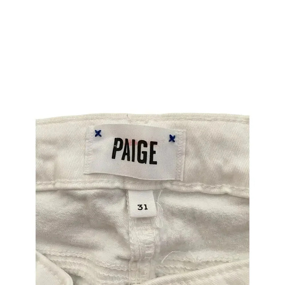 Paige White High-Waist Straight-Leg Stretch Jeans Size 31 - Picture 3 of 6